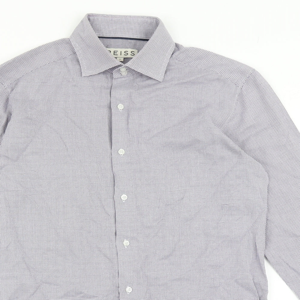Reiss Mens Purple  Cotton  Button-Up Size S Collared Button