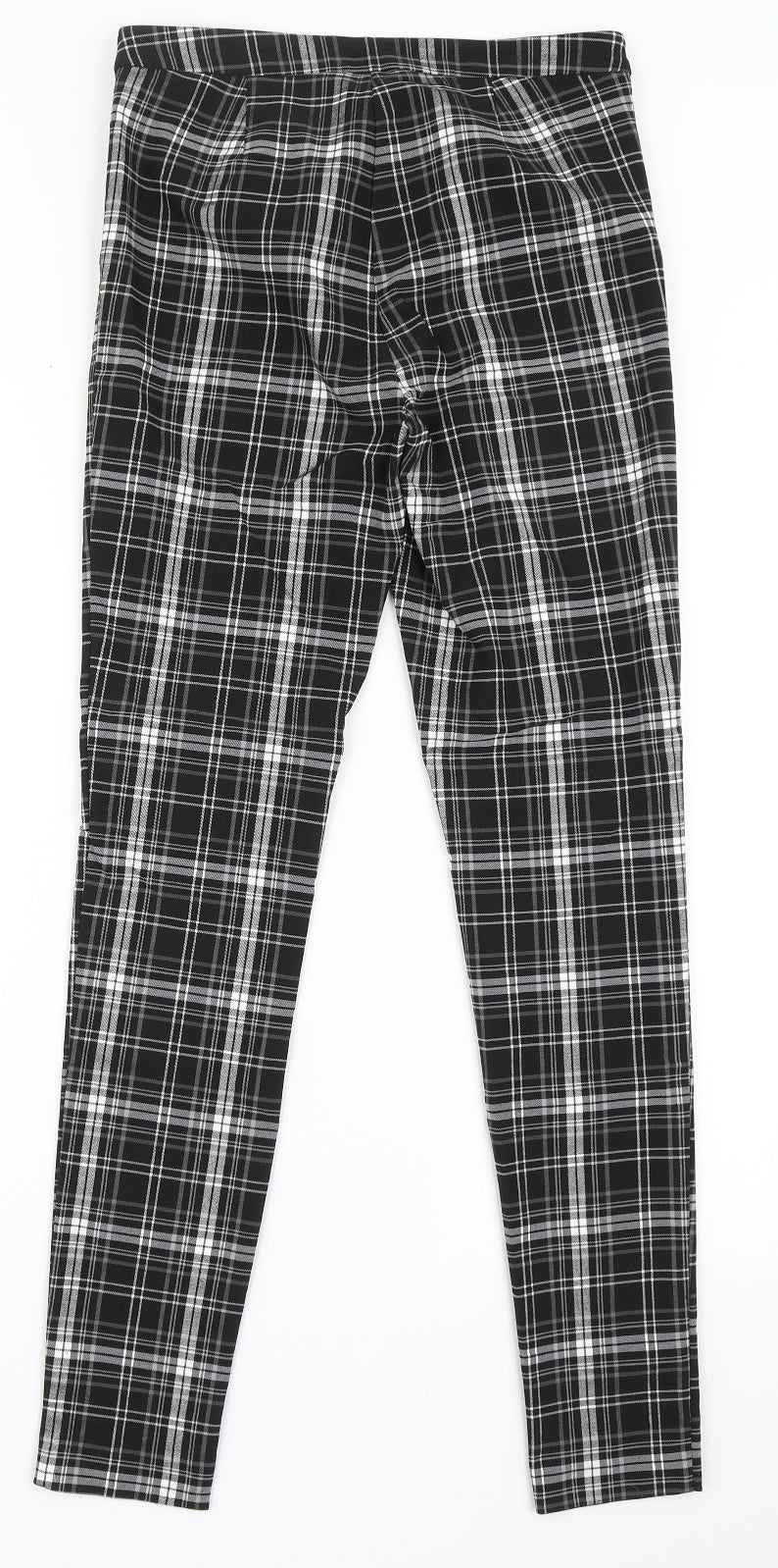 New Look Womens Black Check Polyester Trousers  Size 10 L29 in Regular Zip