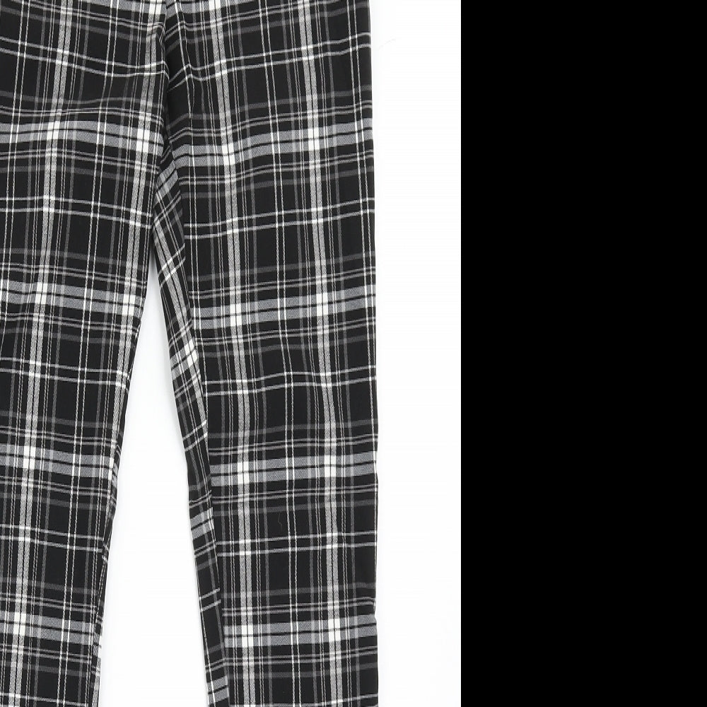New Look Womens Black Check Polyester Trousers  Size 10 L29 in Regular Zip