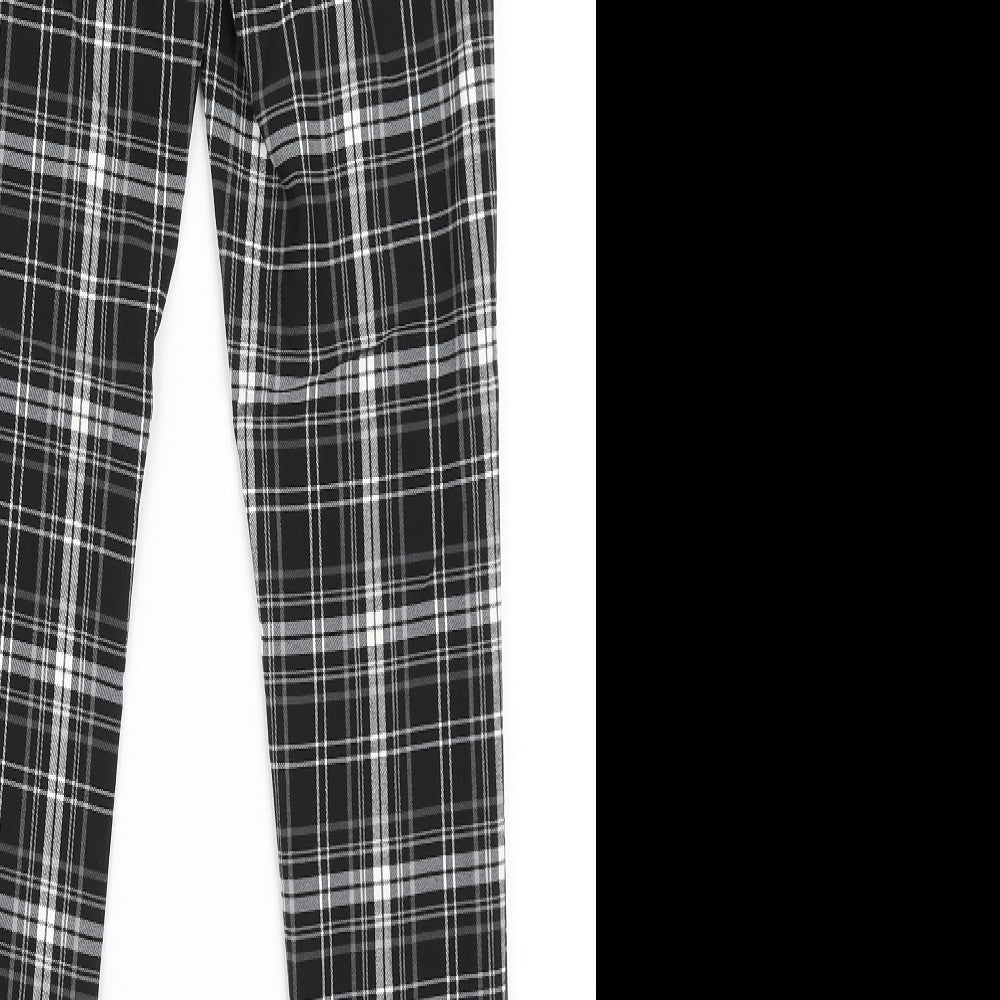 New Look Womens Black Check Polyester Trousers  Size 10 L29 in Regular Zip