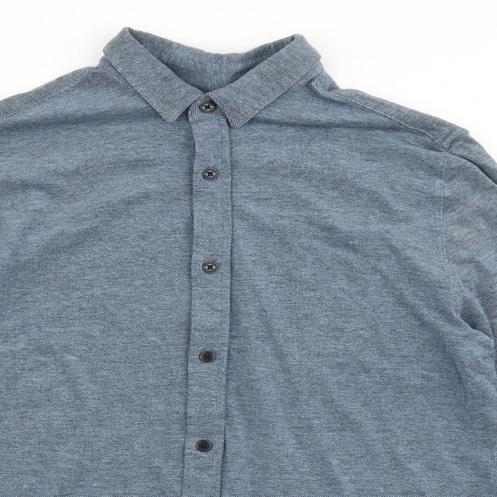 ONLY & SONS Mens Blue  Cotton  Button-Up Size M Collared Button