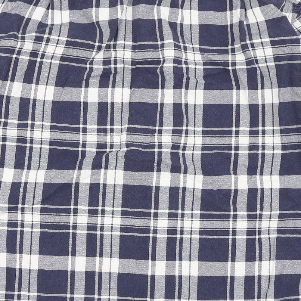 Charles Tyrwhitt Mens Blue Check Polyester  Button-Up Size M Collared Button
