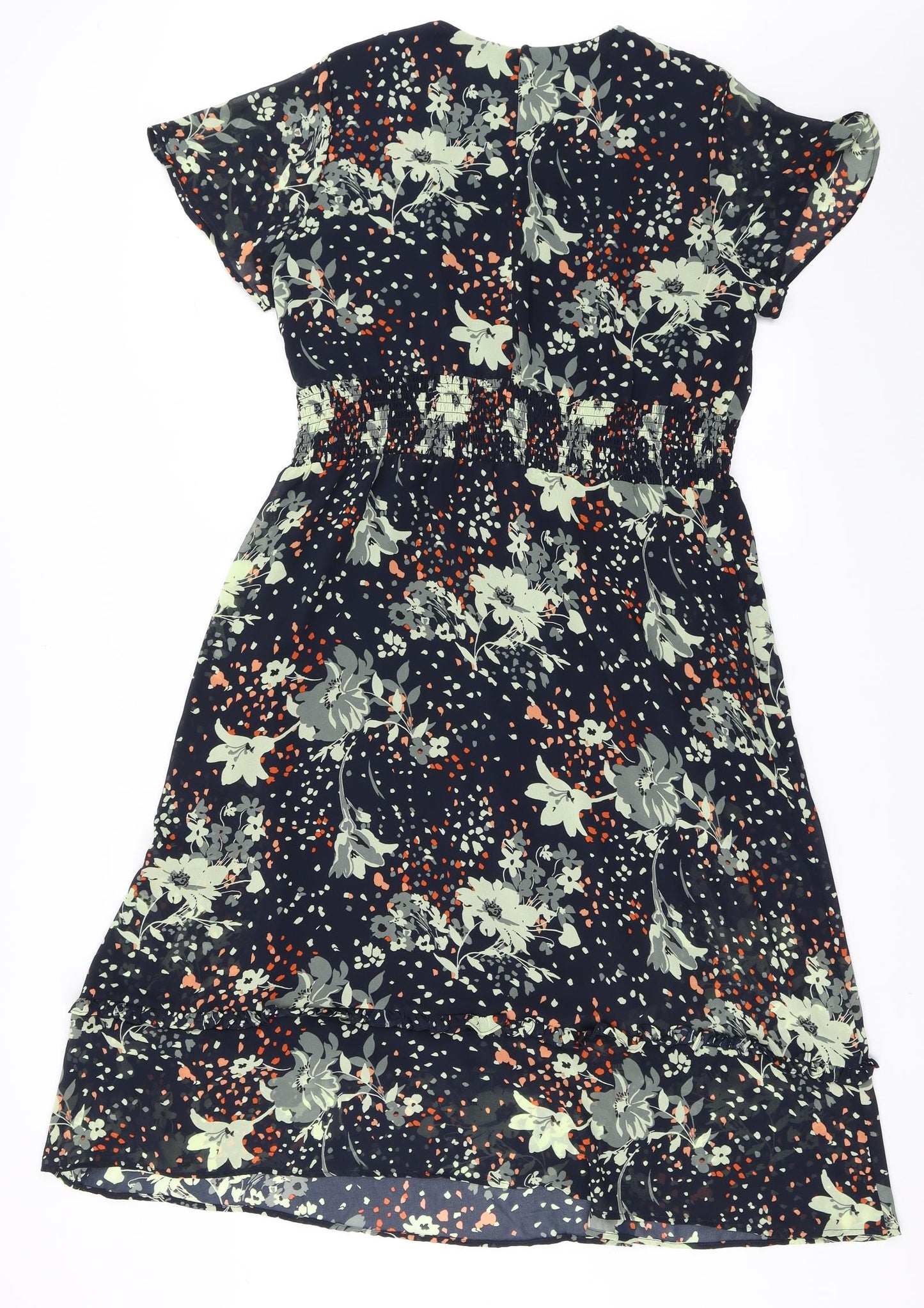 Marks and Spencer Womens Blue Floral Polyester Fit & Flare  Size 16  Round Neck Pullover