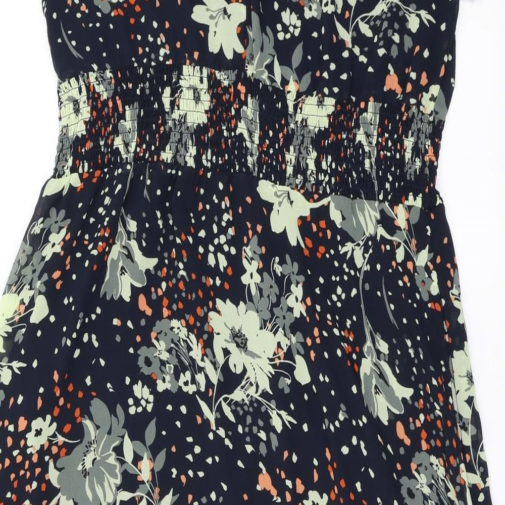 Marks and Spencer Womens Blue Floral Polyester Fit & Flare  Size 16  Round Neck Pullover