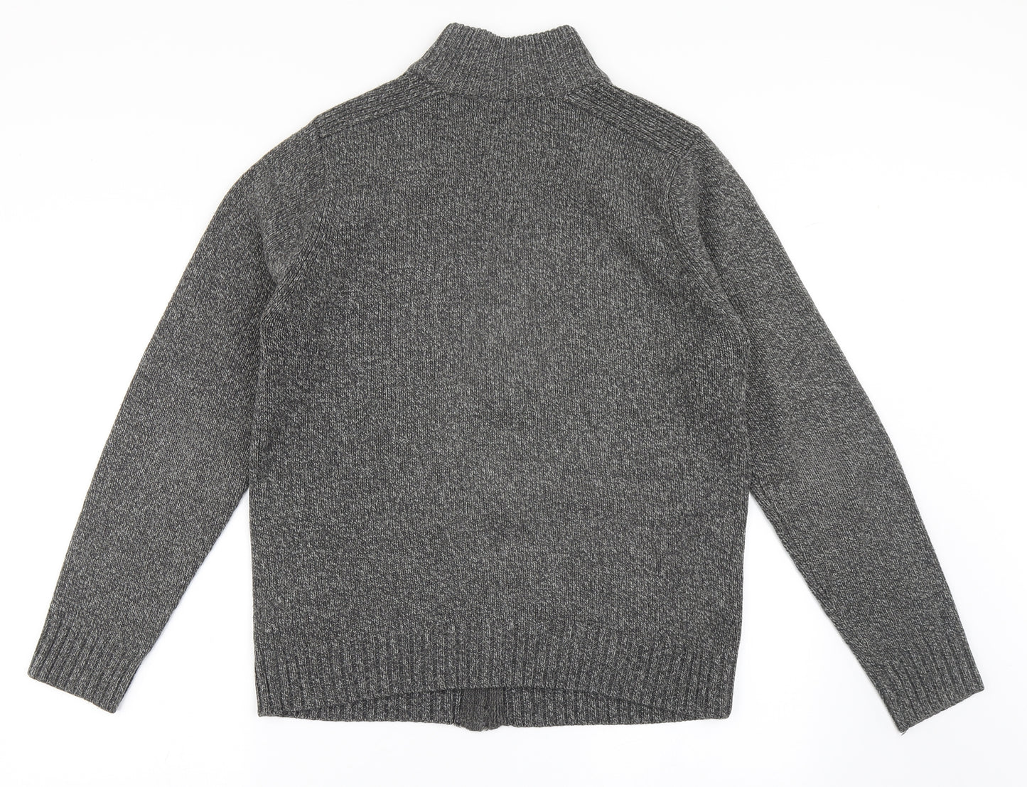 Marks and Spencer Mens Grey High Neck  Acrylic Cardigan Jumper Size S