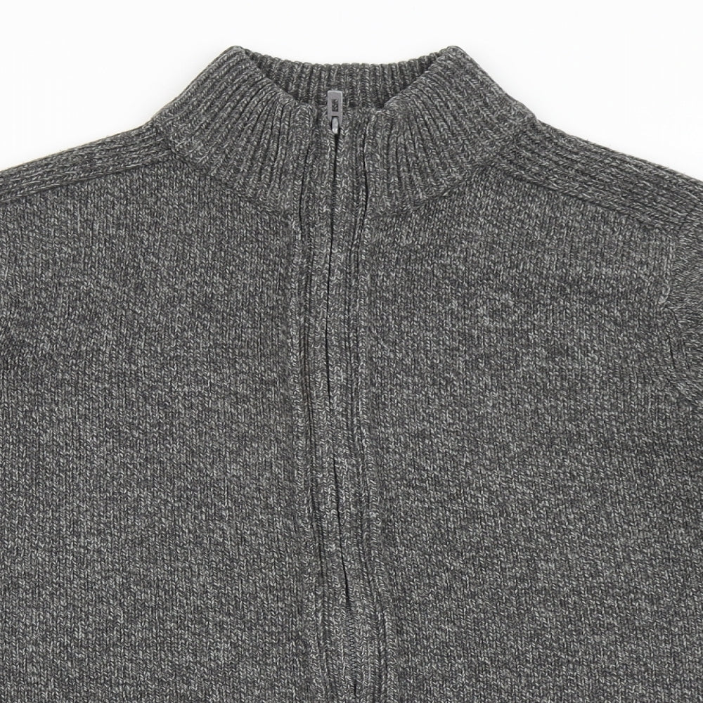 Marks and Spencer Mens Grey High Neck  Acrylic Cardigan Jumper Size S