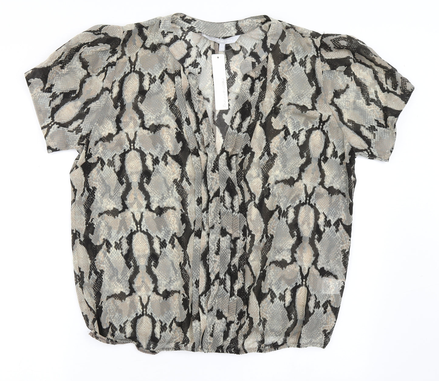 Red Herring Womens Multicoloured Animal Print Polyester Basic Blouse Size 16 V-Neck