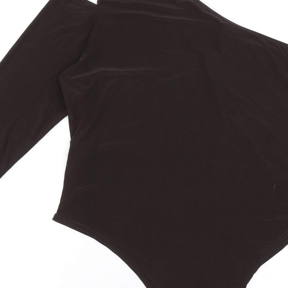 Boohoo Womens Brown  Polyester Bodysuit One-Piece Size 20  Pullover