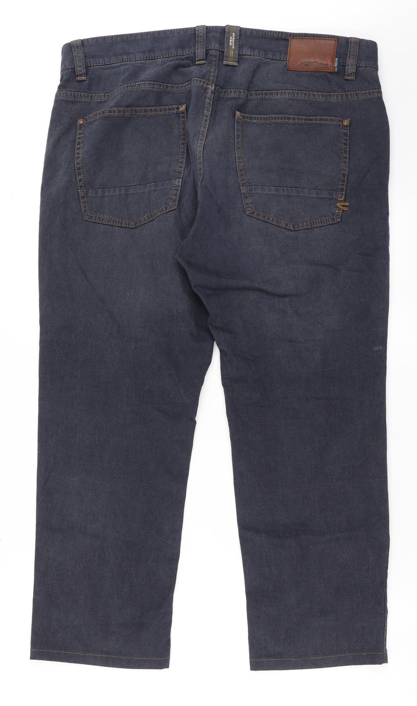 Crossing Borders Mens Blue  Cotton Straight Jeans Size 36 L25 in Regular Button