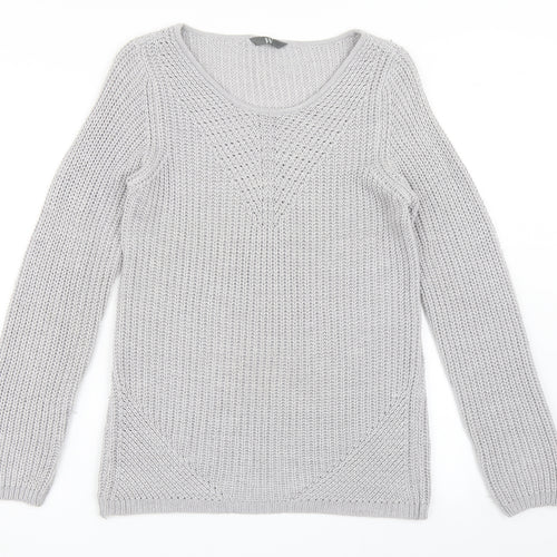 BHS Womens Grey Scoop Neck  Acrylic Pullover Jumper Size 10