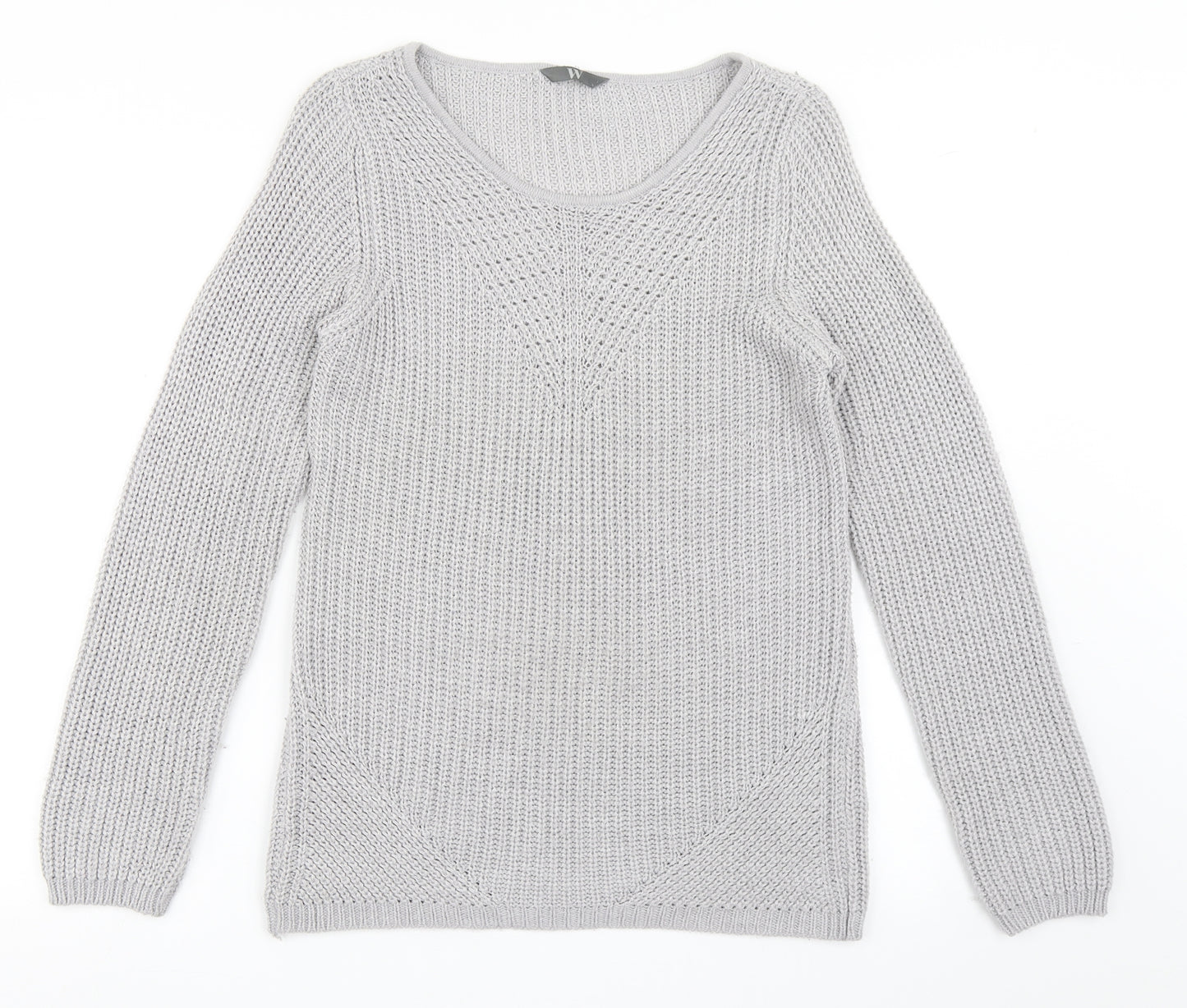 BHS Womens Grey Scoop Neck  Acrylic Pullover Jumper Size 10