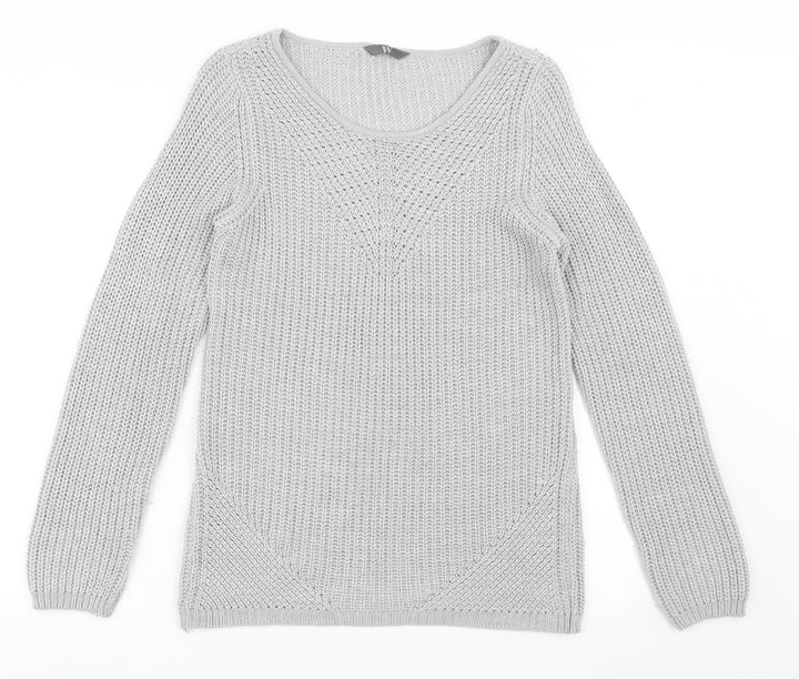 BHS Womens Grey Scoop Neck  Acrylic Pullover Jumper Size 10