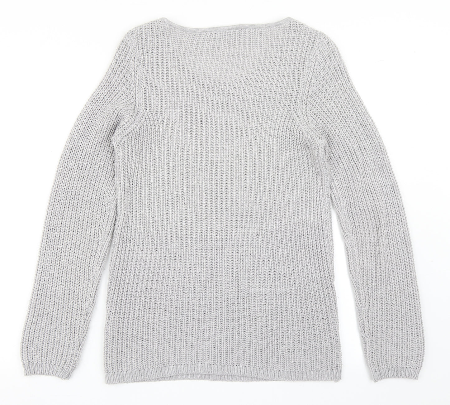 BHS Womens Grey Scoop Neck  Acrylic Pullover Jumper Size 10