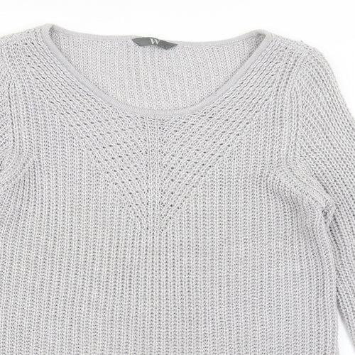 BHS Womens Grey Scoop Neck  Acrylic Pullover Jumper Size 10