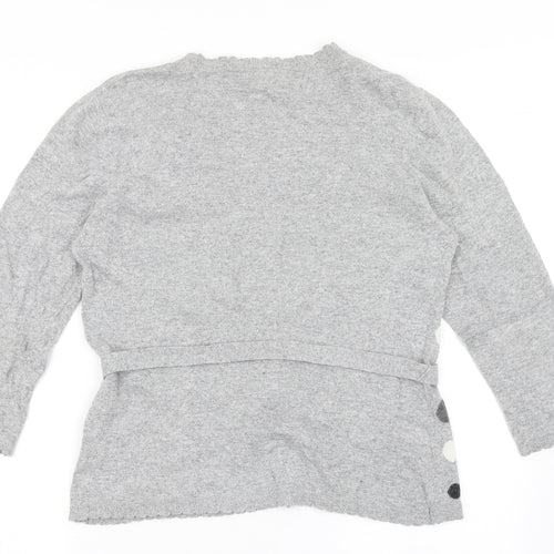 CC Womens Grey V-Neck Polka Dot Cotton Cardigan Jumper Size L