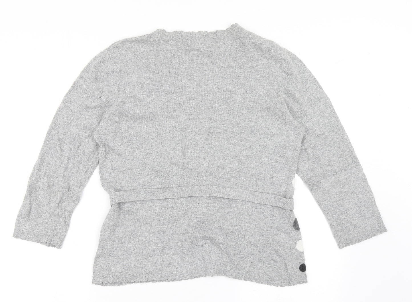 CC Womens Grey V-Neck Polka Dot Cotton Cardigan Jumper Size L