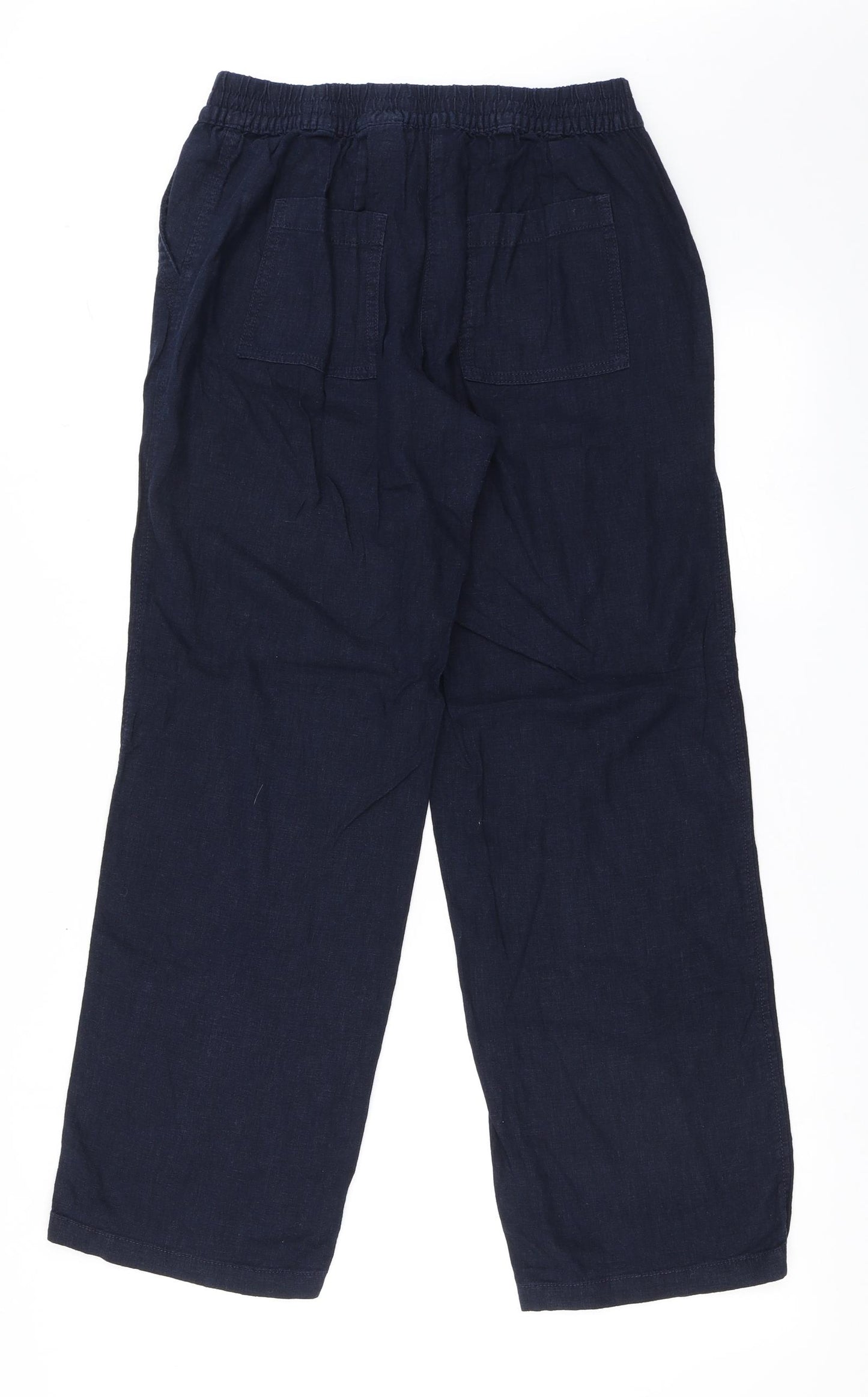 NEXT Womens Blue  Linen Trousers  Size 12 L30 in Regular Drawstring