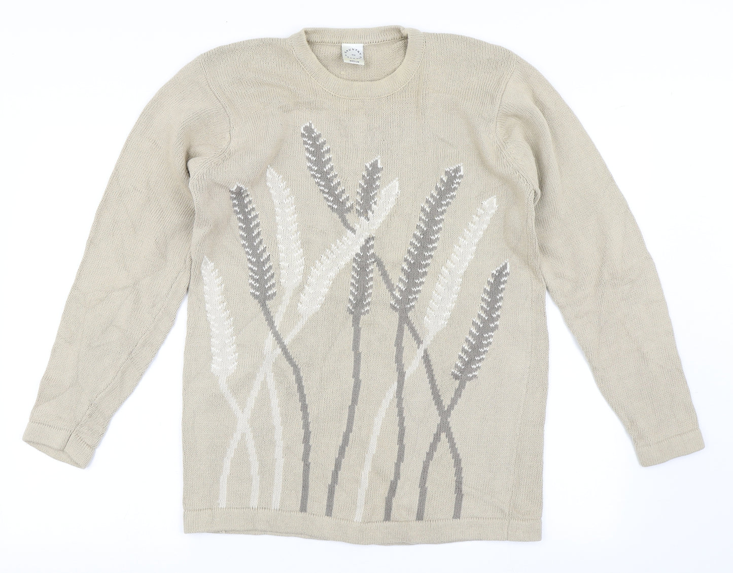 Country Casuals Womens Beige Round Neck  Polyester Pullover Jumper Size M