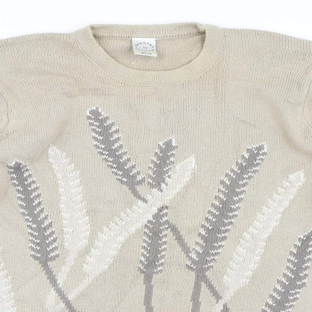 Country Casuals Womens Beige Round Neck  Polyester Pullover Jumper Size M
