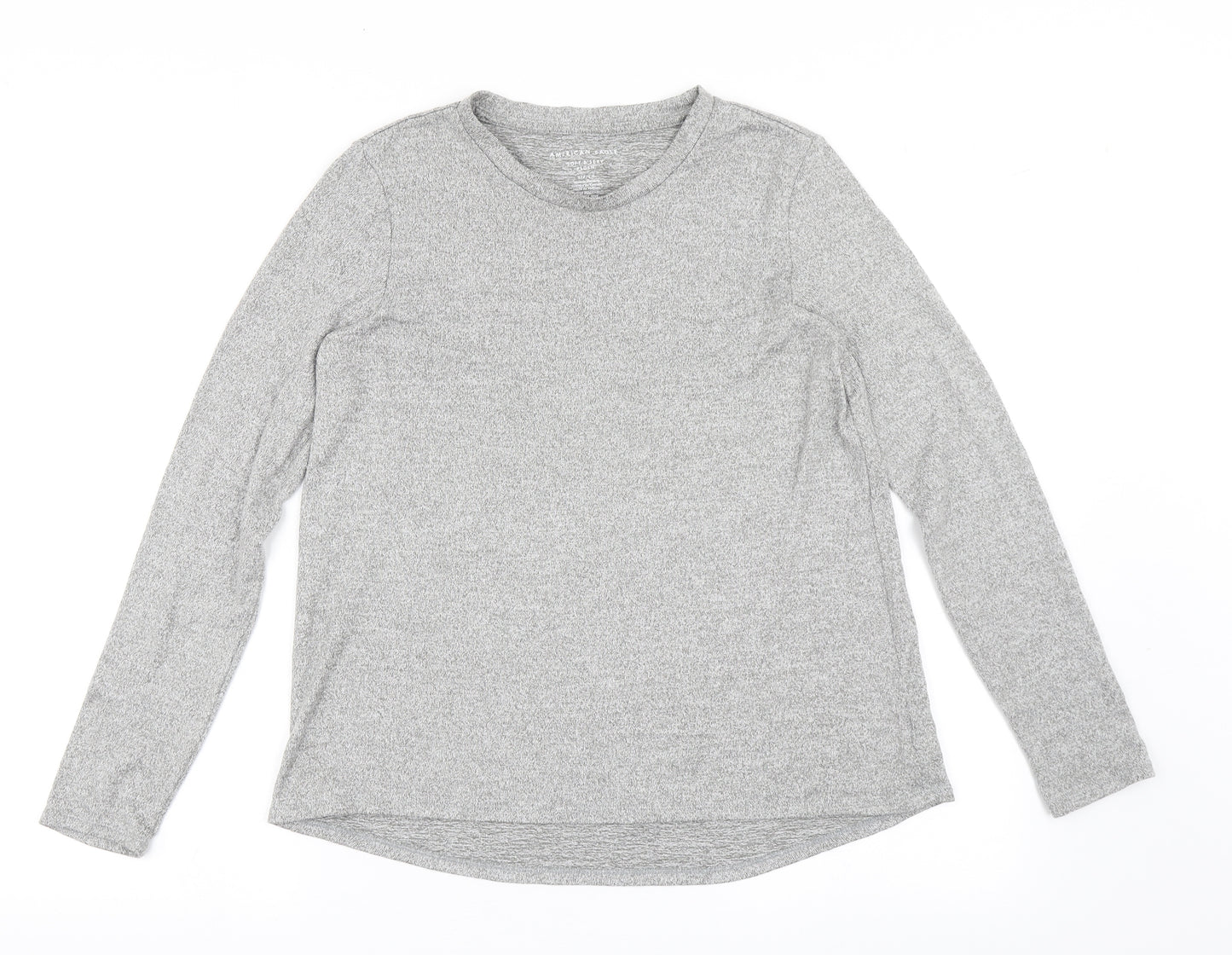 American Eagle Outfitters Womens Grey  Polyester Basic T-Shirt Size S Round Neck