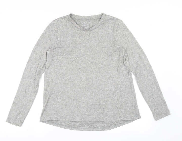 American Eagle Outfitters Womens Grey Polyester Basic T-Shirt Size S Round Neck