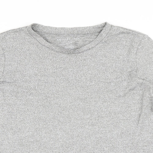 American Eagle Outfitters Womens Grey  Polyester Basic T-Shirt Size S Round Neck