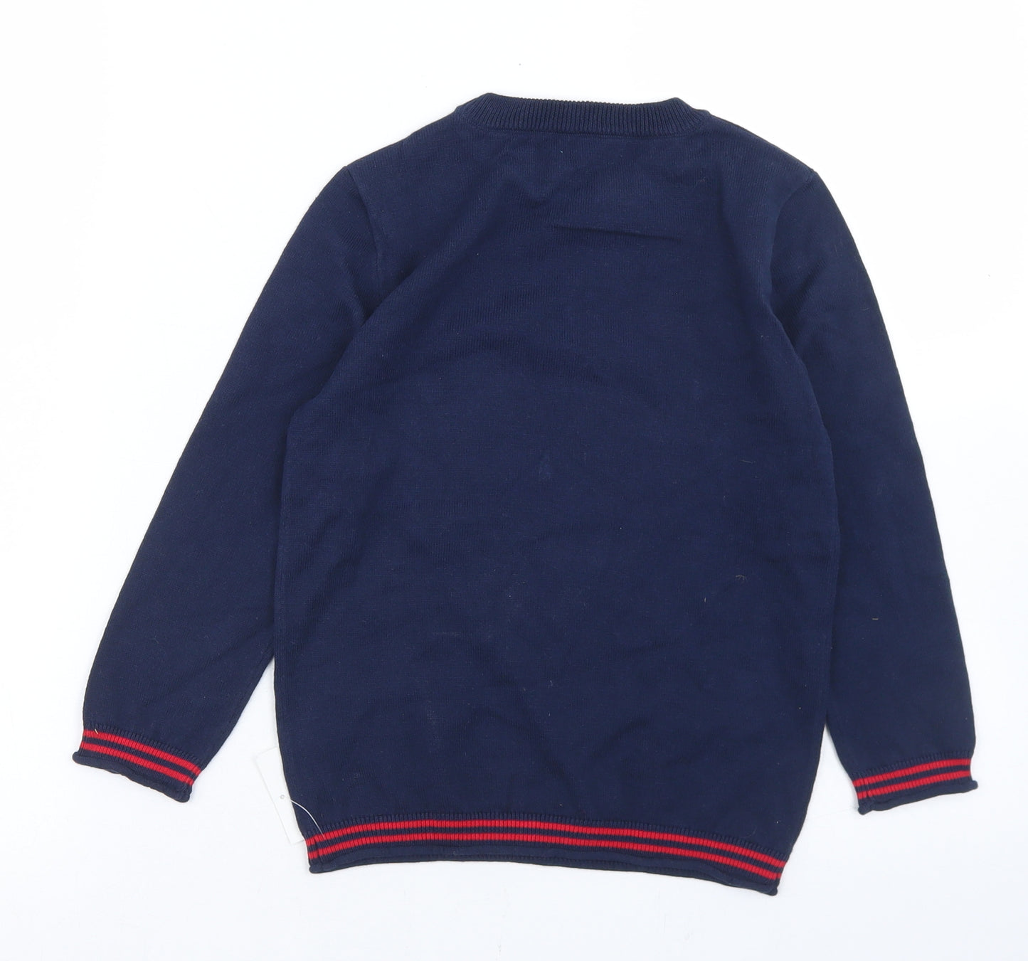 George Boys Blue Crew Neck  Cotton Pullover Jumper Size 5-6 Years   - Christmas Jumper