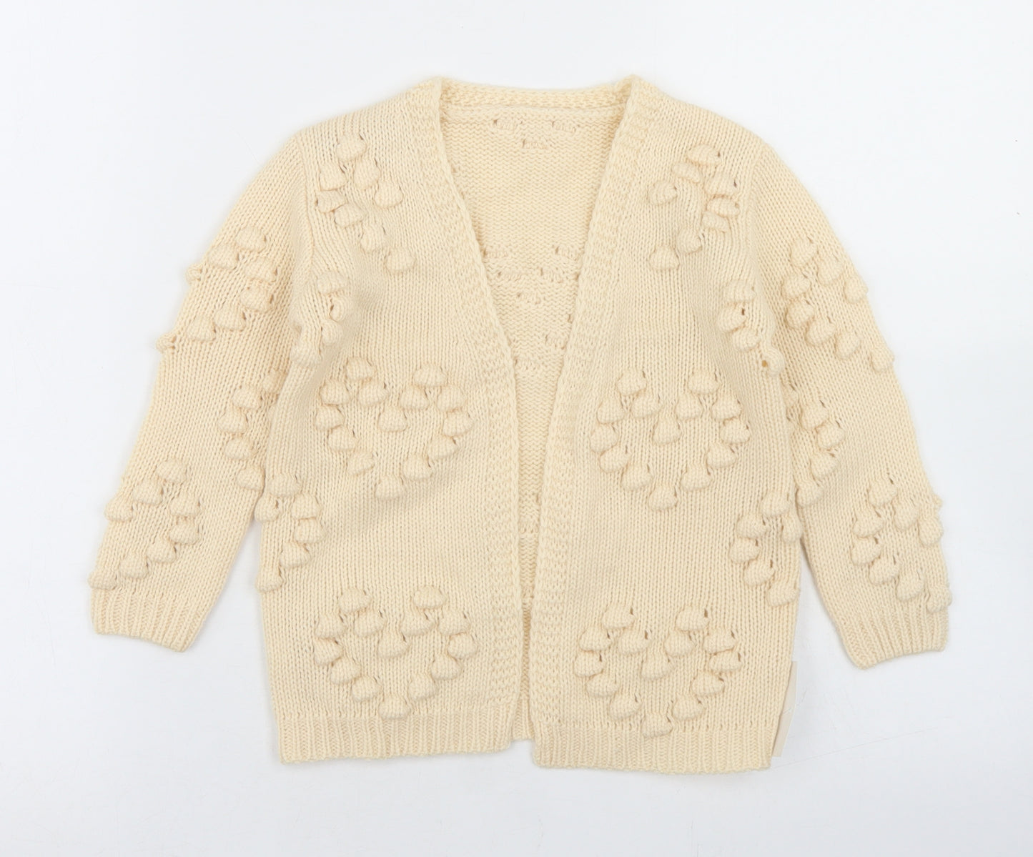 George Girls Ivory  Acrylic Cardigan Jumper Size 18-24 Months   - Heart Print