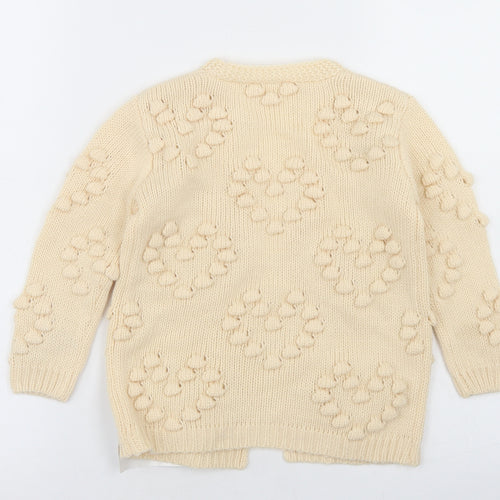 George Girls Ivory  Acrylic Cardigan Jumper Size 18-24 Months   - Heart Print
