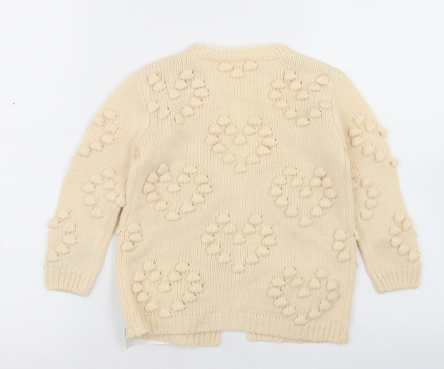 George Girls Ivory  Acrylic Cardigan Jumper Size 18-24 Months   - Heart Print