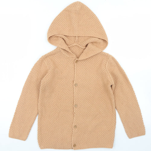 George Boys Beige Round Neck  Cotton Cardigan Jumper Size 5-6 Years  Button