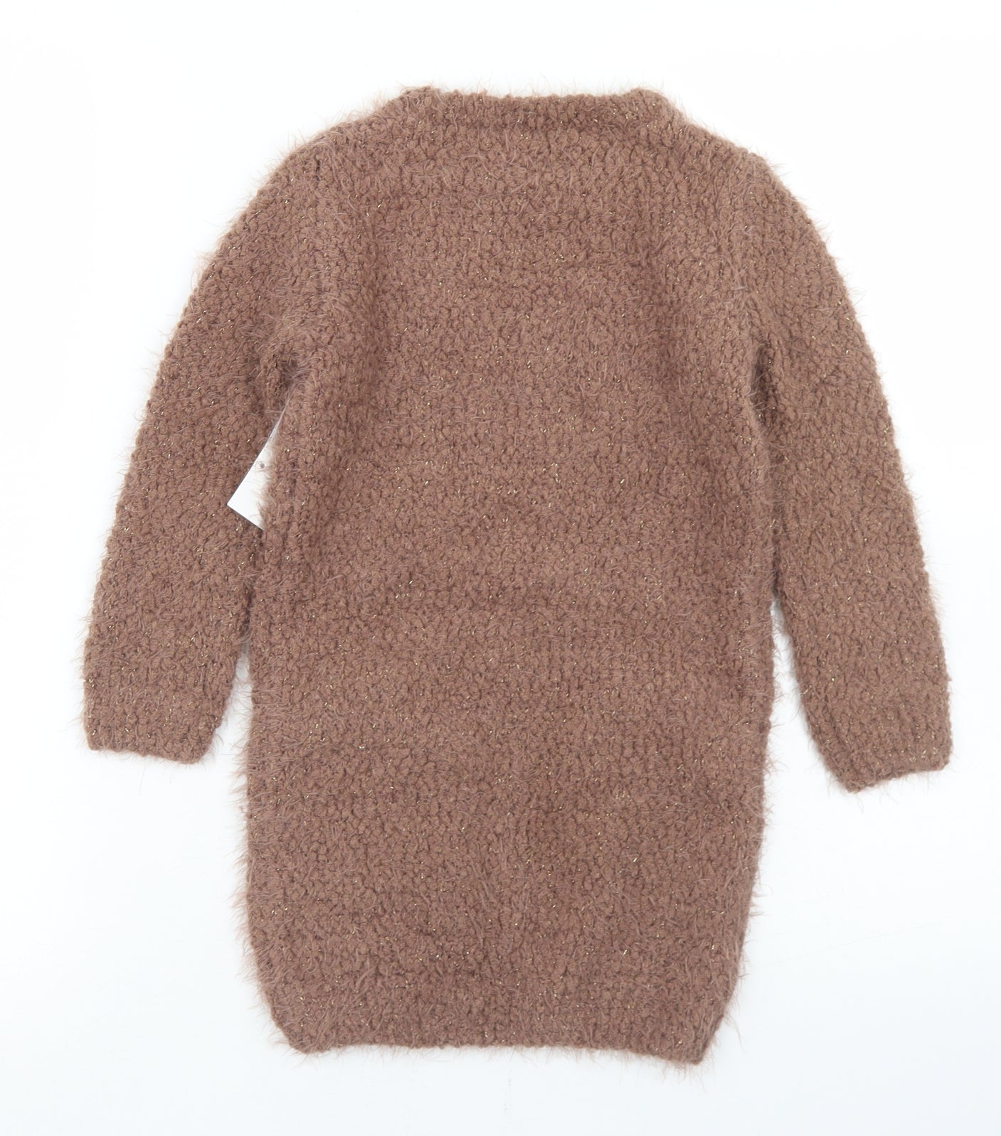 George Girls Brown  Polyester Jumper Dress  Size 3-4 Years  Round Neck  - Fox Pockets