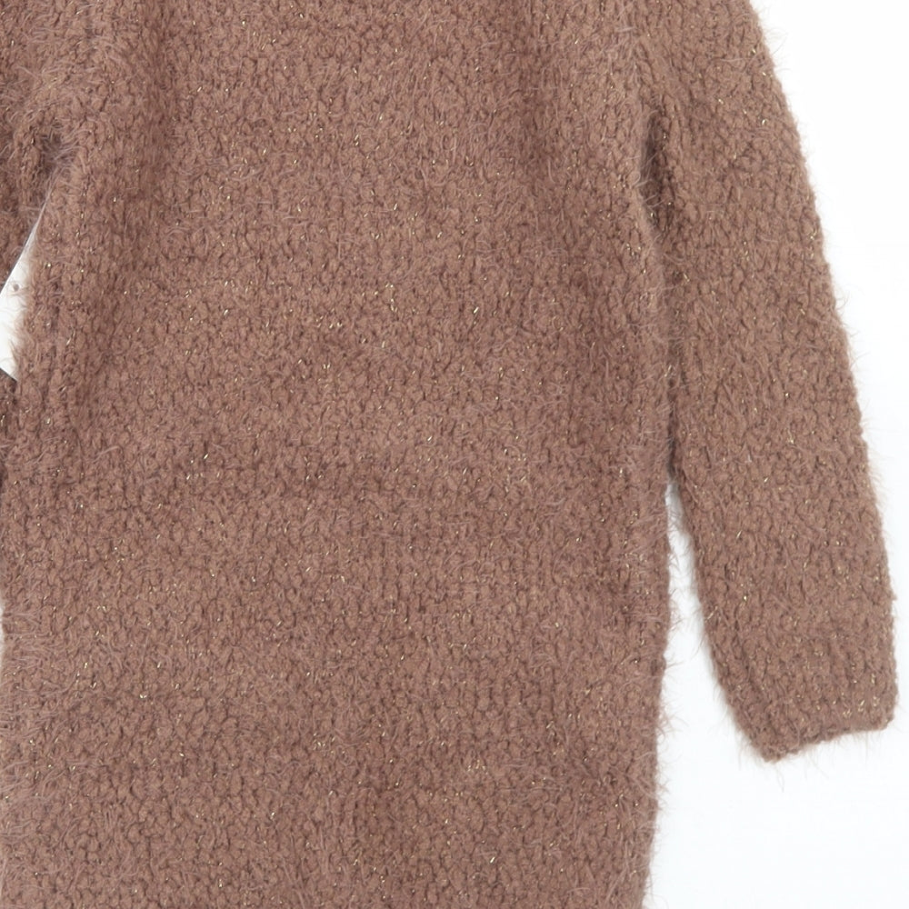 George Girls Brown  Polyester Jumper Dress  Size 3-4 Years  Round Neck  - Fox Pockets
