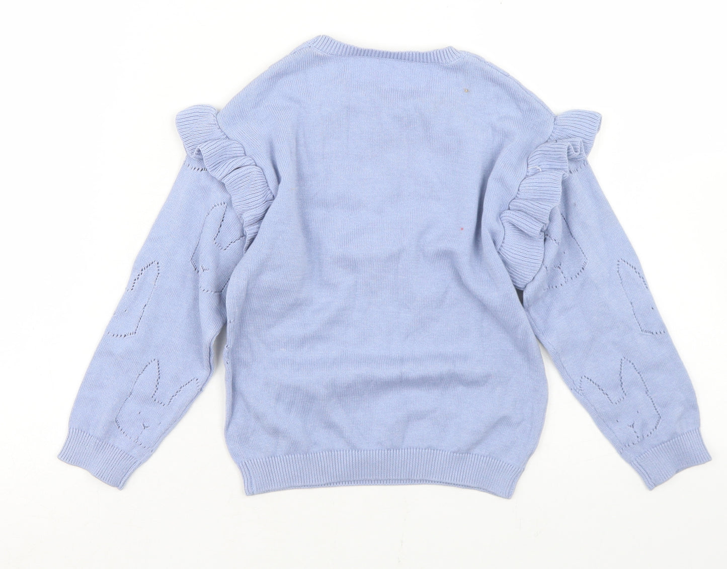 Nutmeg Girls Blue  Cotton Pullover Jumper Size 36 Months   - Rabbit print