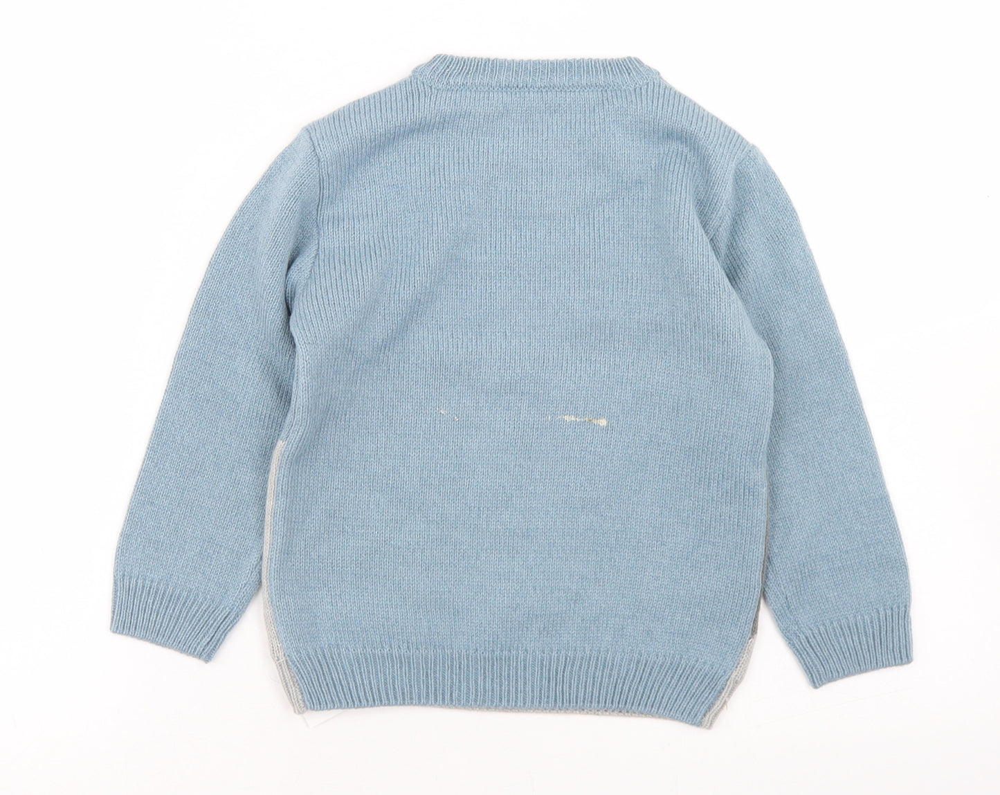 George Boys Blue Crew Neck  Acrylic Pullover Jumper Size 3-4 Years   - Dinosaurs