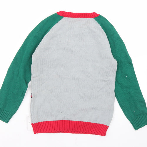 Disney Boys Grey Crew Neck Colourblock Cotton Pullover Jumper Size 5-6 Years   - Mickey Mouse Christmas