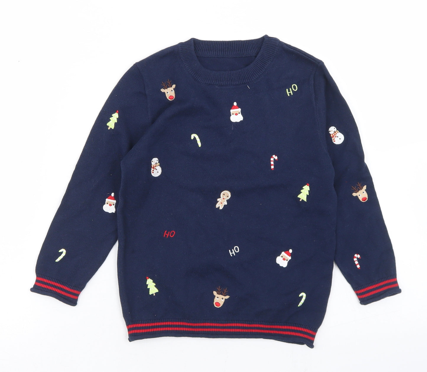 George Boys Blue Crew Neck  Cotton Pullover Jumper Size 3-4 Years   - Christmas Jumper