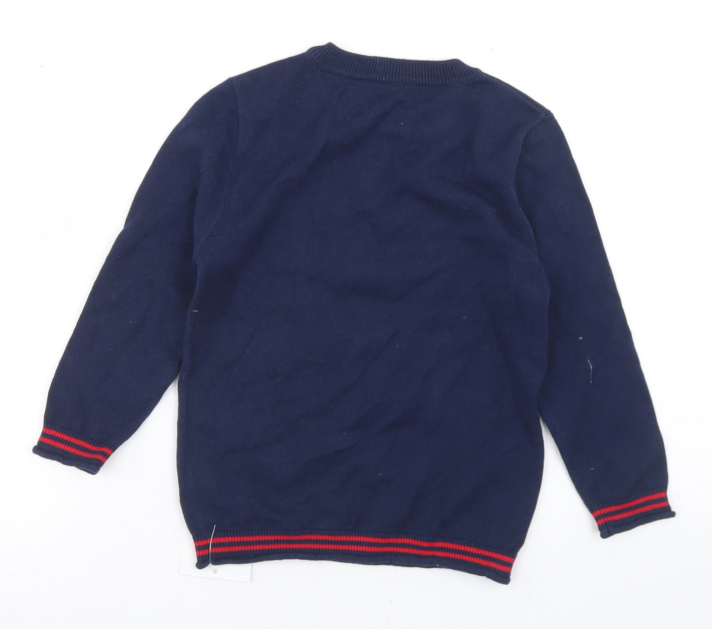 George Boys Blue Crew Neck  Cotton Pullover Jumper Size 3-4 Years   - Christmas Jumper