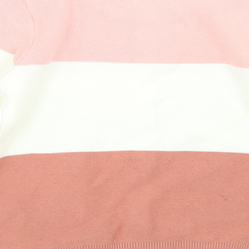 George Girls Pink Crew Neck Striped Cotton Cardigan Jumper Size 3-4 Years  Button - Rabbits
