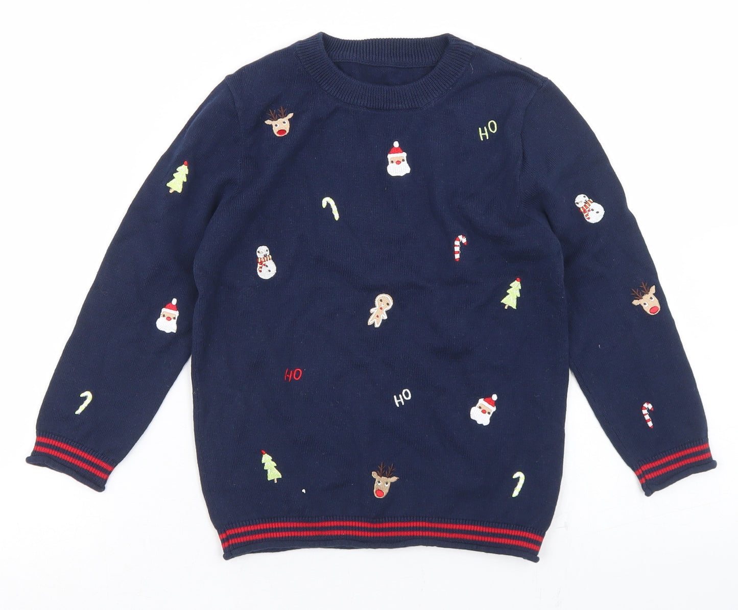 George Boys Blue Crew Neck  Cotton Pullover Jumper Size 3-4 Years   - Christmas Jumper