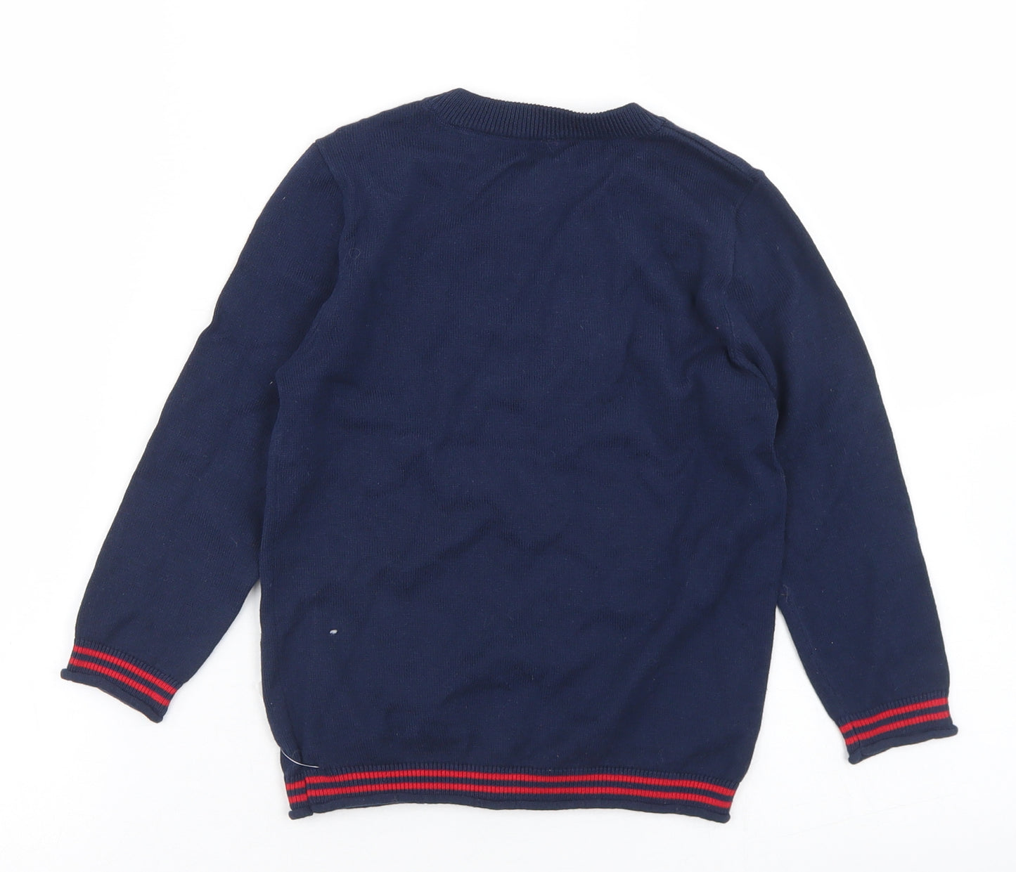 George Boys Blue Crew Neck  Cotton Pullover Jumper Size 3-4 Years   - Christmas Jumper