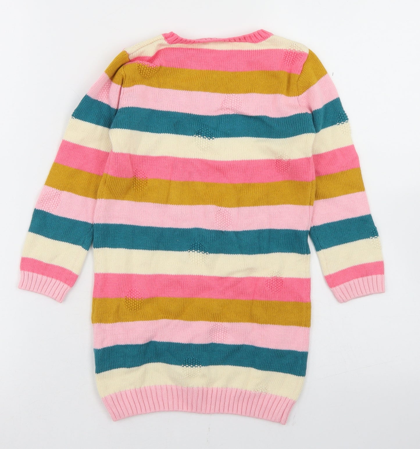 George Girls Pink Striped Cotton Jumper Dress  Size 3-4 Years  Crew Neck
