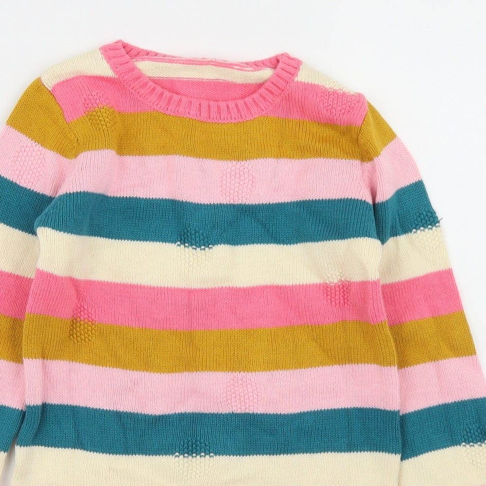George Girls Pink Striped Cotton Jumper Dress  Size 3-4 Years  Crew Neck