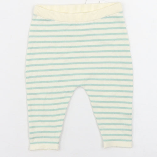 NEXT Boys White Striped Cotton Jogger Trousers Size 3-6 Months