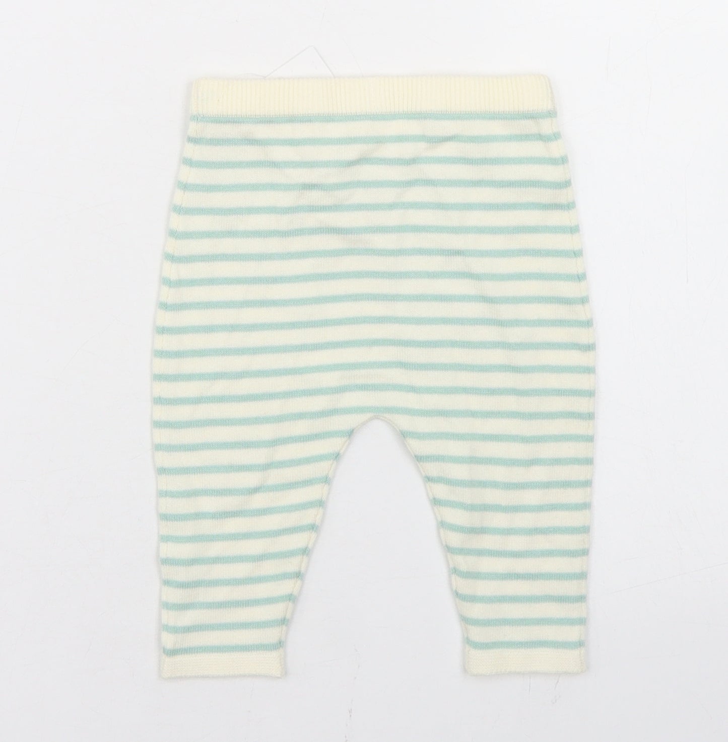 NEXT Boys White Striped Cotton Jogger Trousers Size 3-6 Months