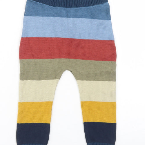 Preworn Boys Multicoloured Striped Acrylic Jogger Trousers Size 12-18 Months