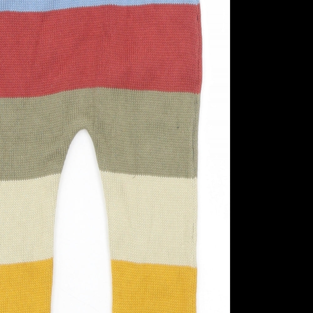 Preworn Boys Multicoloured Striped Acrylic Jogger Trousers Size 12-18 Months