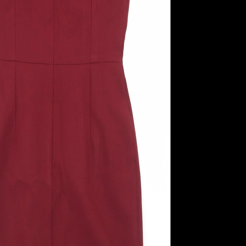 ASOS Womens Red  Polyester Pencil Dress  Size 10  Round Neck Zip