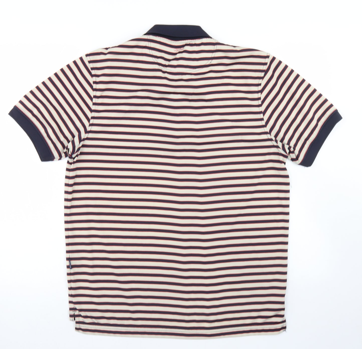 Kartel Mens Blue Striped Polyester  Polo Size M Collared Button