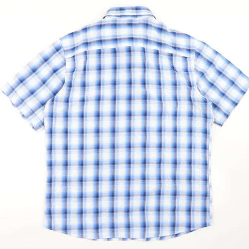 Marks and Spencer Mens Blue Plaid Modal  Button-Up Size M Collared Button